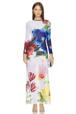 ALICE & OLIVIA (2) DELORA FLORAL MAXI DRESS  MSRP $595