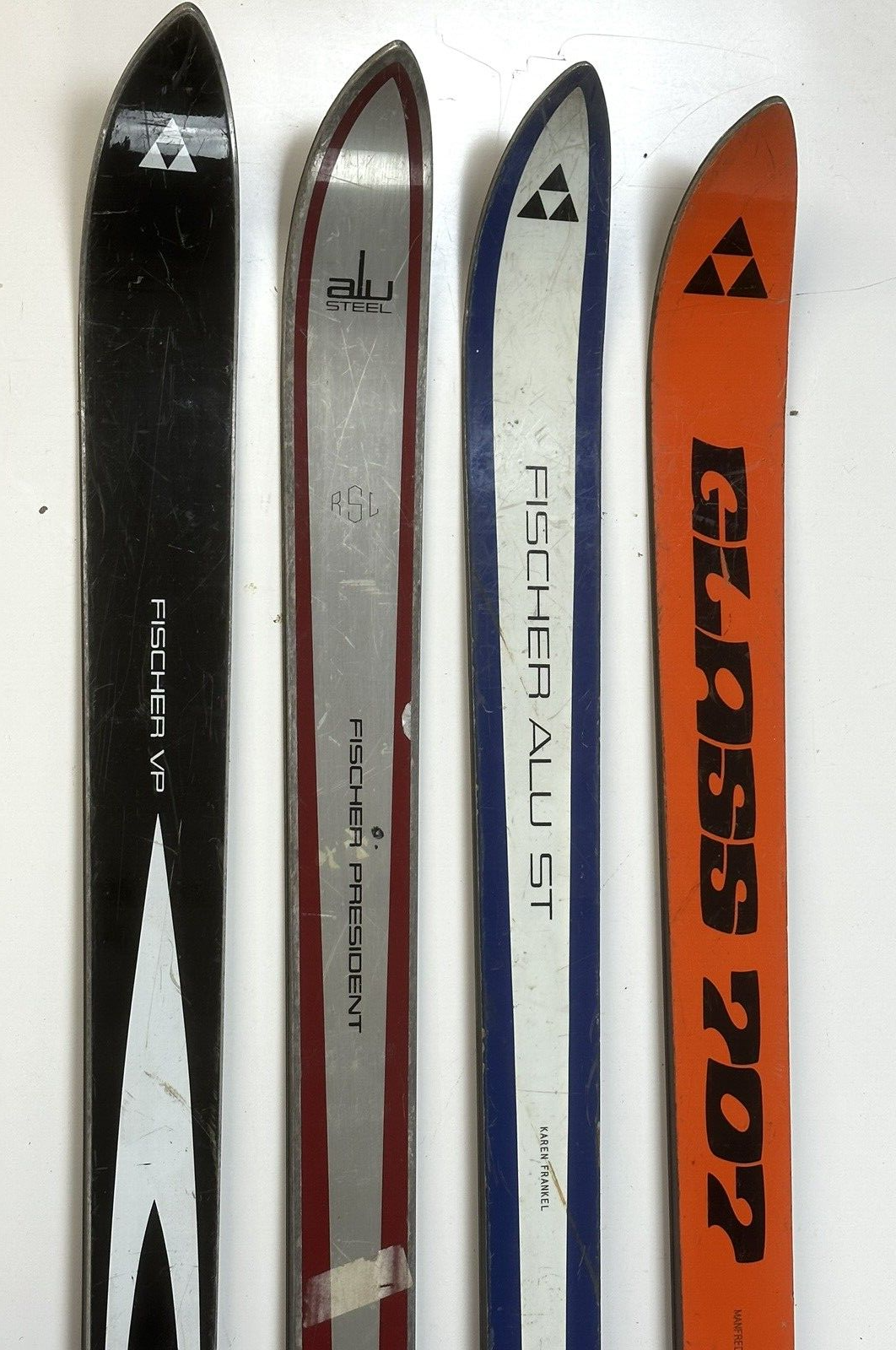 【美品】FISCHER クラシックスキー Ski London Lot Of 4 Vintage Fischer SINGLE skis 60s 70s Glass 707, ALU