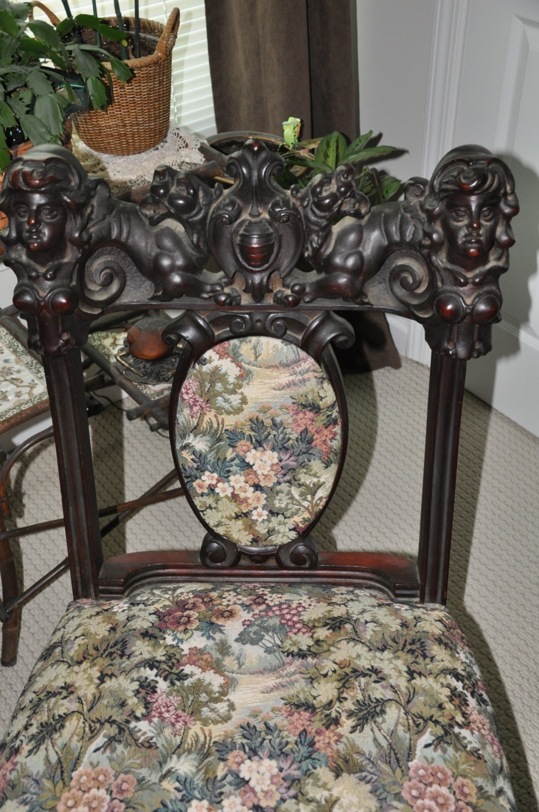 Monumental Heavily Carved Karpen Mahogany chair~Ca. 1890