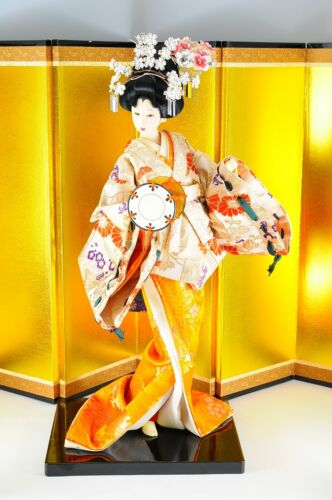Japanese Geisha Doll Vintage in Kimono 17.5" 44cm height Antique Gorgeous SUKIYO