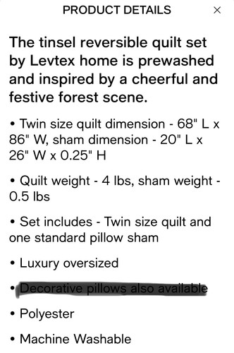 Levtex Home Tinsel Festive Forest Reversible 2-pc Quilt Set, Twin Size