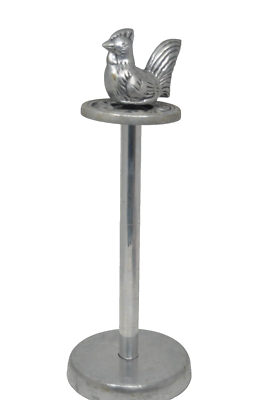 Chicken Hen Rooster Paper Towel Holder Aluminum Pewter Metal 15