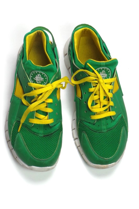nike huarache white green yellow