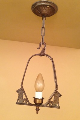 Vintage Lighting pair 1930 dog pendants by Virden