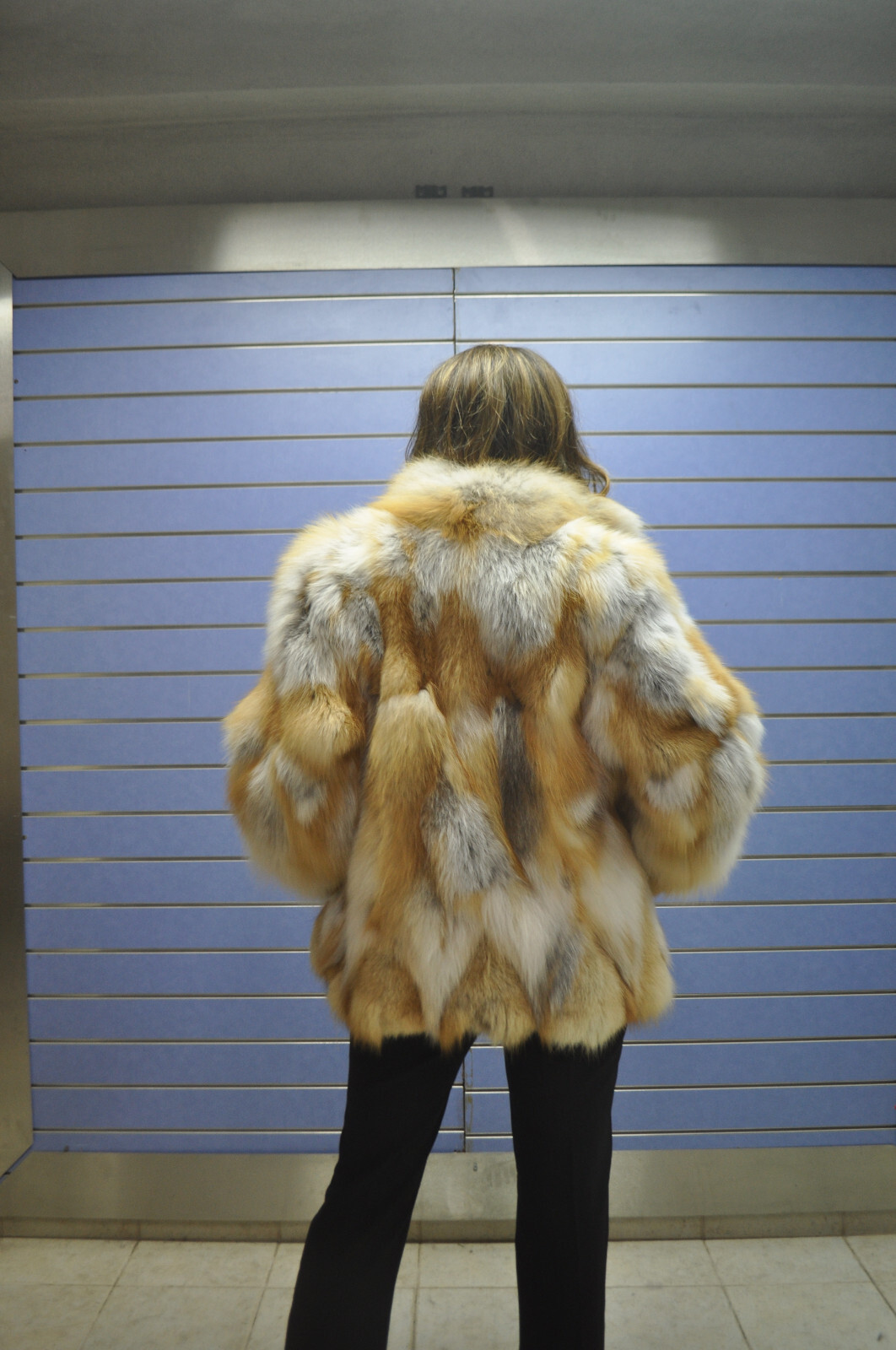 Pre-owned Fenzo Furs Natural Genuine Red Fox Jacket Feal Fox Fur Halfskin Coat With Collar