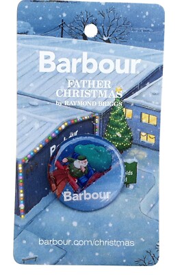 BARBOUR Father Christmas 2.5 cm Tall Butterfly Clutch Enamel Lapel Badge
