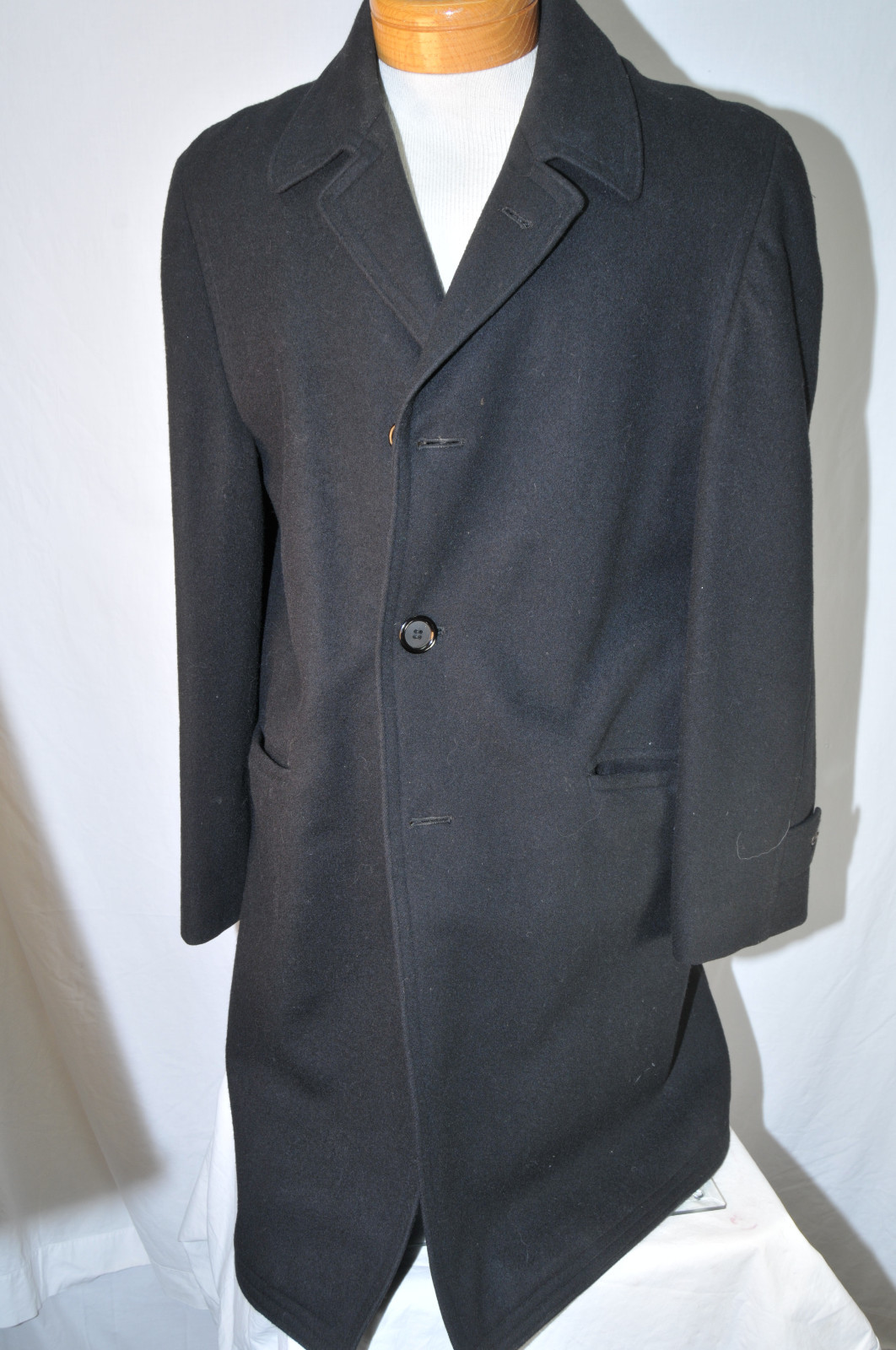 All Weather Black Wool Top Coat Mens 38 by Zecron All Weather Black Wool Top Coat Mens 38 by Zecron