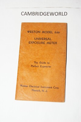 WESTON MASTER 650 EXPOSURE METER INSTRUCTION MANUAL GUIDE BOOK ORIGINAL GENUINE