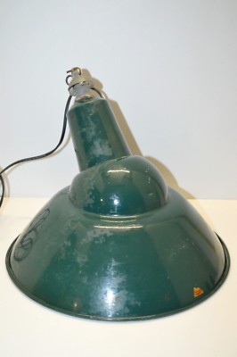-BELLE LAMPE TOLE EMAILLEE GAMELLE 1940 REFLECTO LUX VINTAGE cour garage usine