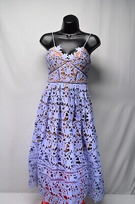 self portrait blue chiffon tiered midi dress v neck short sleeve dress for women 335341670335