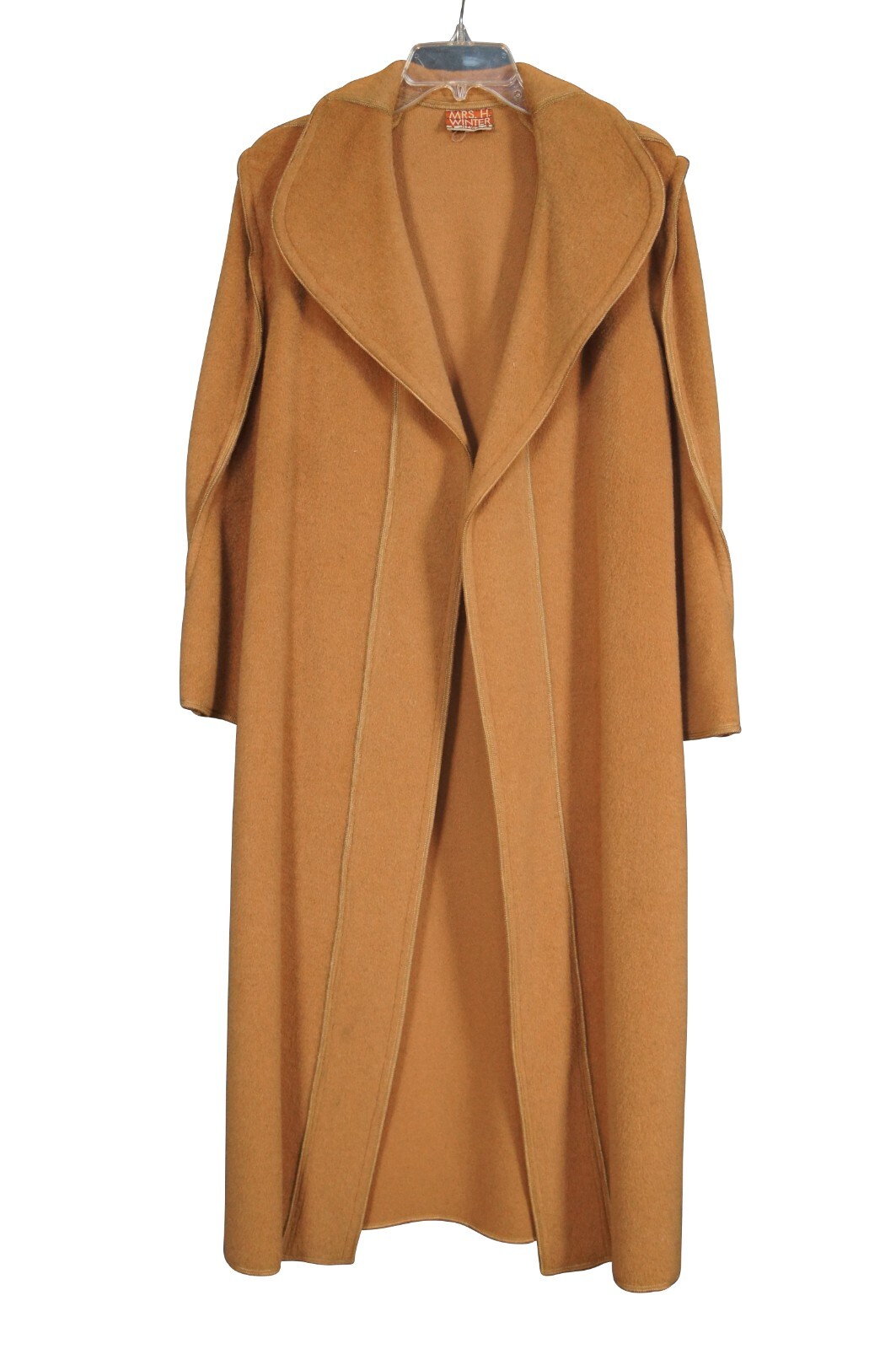 Vintage Mrs H Winter Yesterdays News Tan Wool Winter Trench