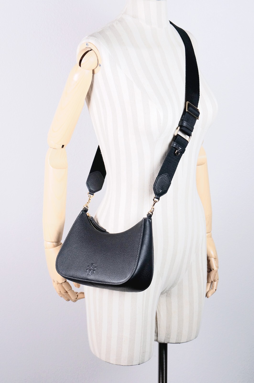 New Tory Burch Thea Black Leather Small Crossbody Shoulder