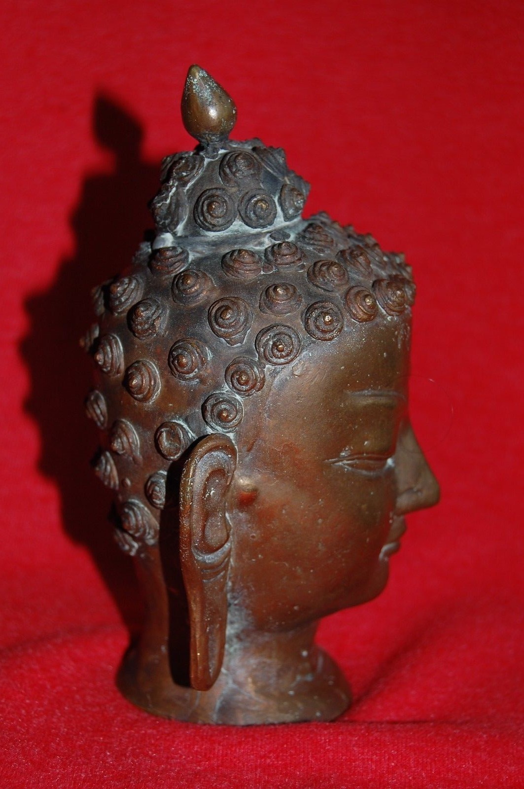 Antique Bronze Buddha Head Statue Tibet Nepal India China Sculpture