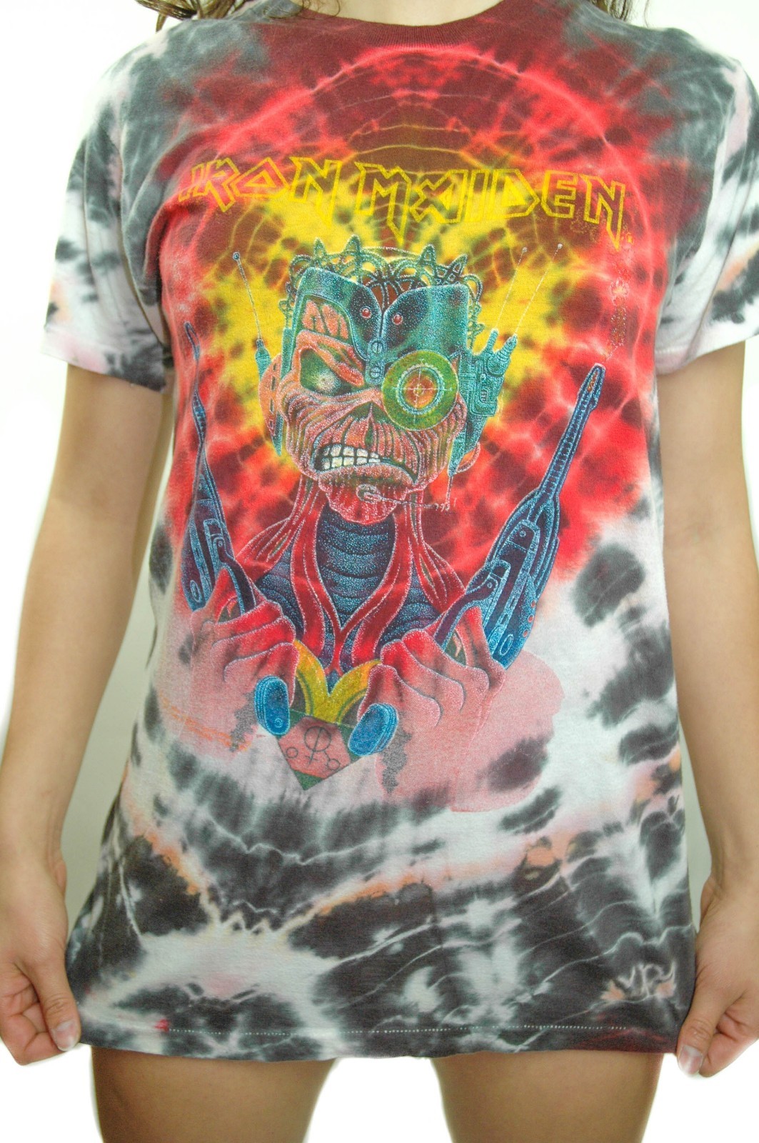 レア1987 Iron Maiden タイダイ Tシャツ VINTAGE T Vintage 80s 1987 Iron Maiden AUTOGRAPHED Concert Tour T