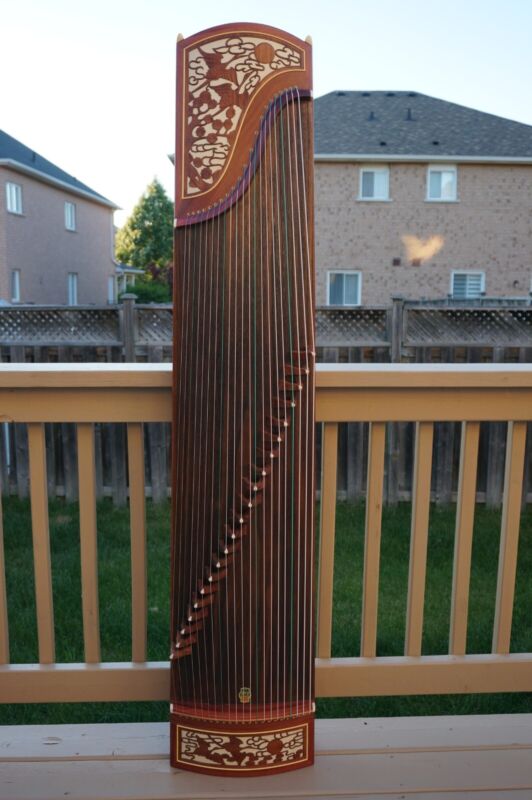 Dunhuang Guzheng, Chinese Zither Harp, 敦煌非洲檀木古箏 -- 雙鶴朝陽 -- 古筝