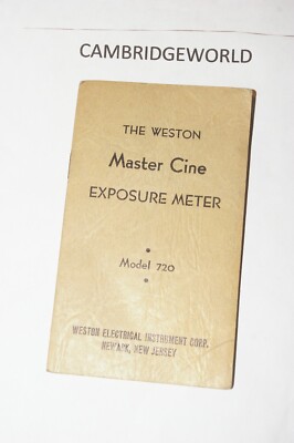 WESTON MASTER 720 CINE EXPOSURE METER INSTRUCTION MANUAL GUIDE BOOK ORIGINAL