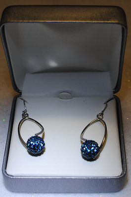 Illuminate Swarovski Crystal Blue Twisted Drop 925 Sterling  NWT Retail $150