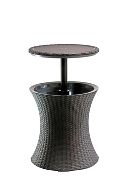 Keter Outdoor Patio Furniture and Hot Tub Side Table with 7.5 Gallon Beer and...