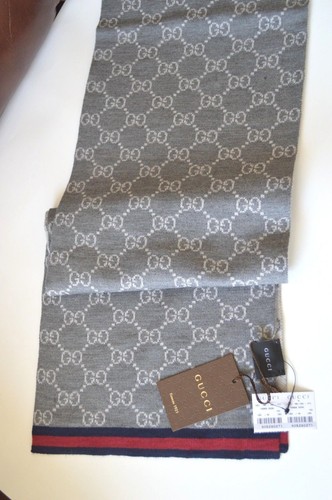 GUCCI Star And Bee-jacquard Wool Scarf In Navy And Burgundy