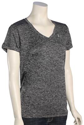 

Женская футболка Under Armour Tech с V-образным вырезом — черный/серебристый металлик — новинка, Grays