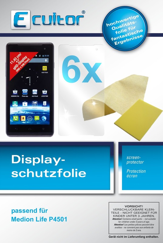 6x Protection Pour Medion Life P4501 Film De D'Ã©Cran Protecteur Cristal Clair