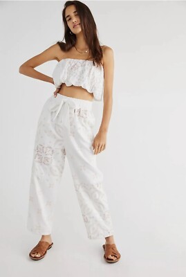NWT Free People Weekender Embroidered Pants Size XS