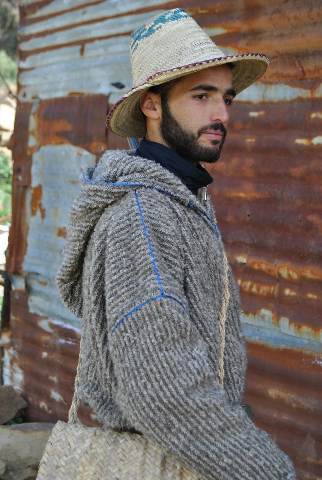 Pre-owned Handmade Wwii Uniform Army Coat, 1945 Jacket, Reproduction Vintage Djellaba Goumier, Gray