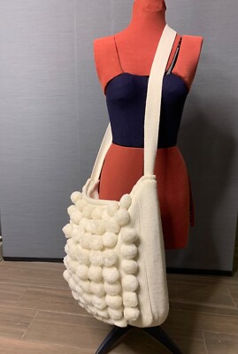 SISLEY knit bag with Pom Pom Details, Boho style