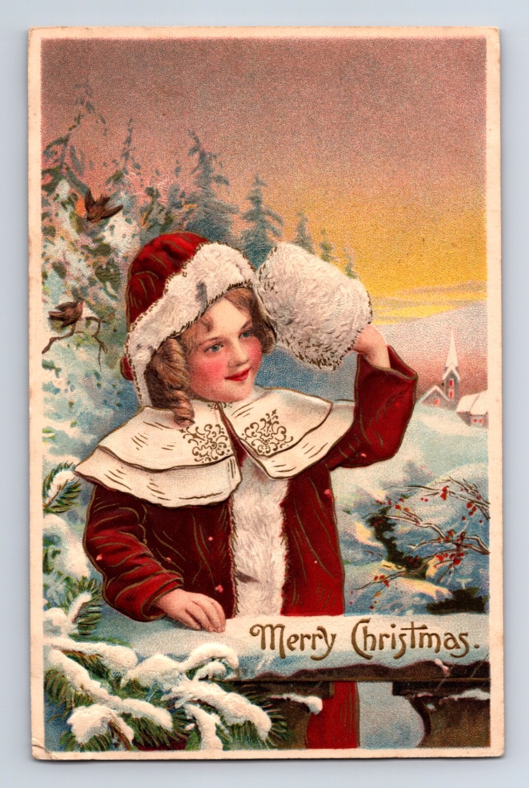 Vintage Weihnachtskarte Mit Umschlag – Viktorianischer Retro-Druck, 12,5x17,5 Cm