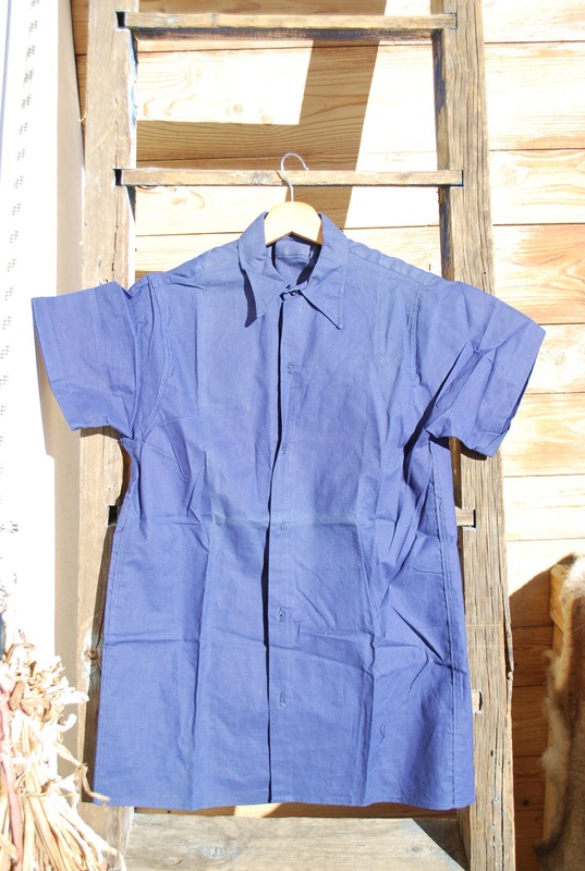 Deadstock : Jolie Chemisette AnnÃ©Es 1940'S, Bleu, Col Hirondelle