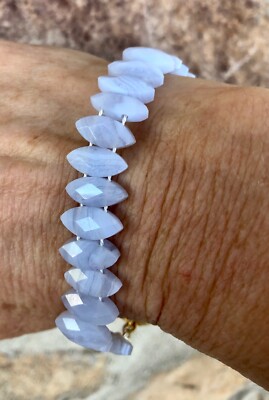Tara Mesa Sterling Silver Lace Agate Toggle Bracelet 7.75 