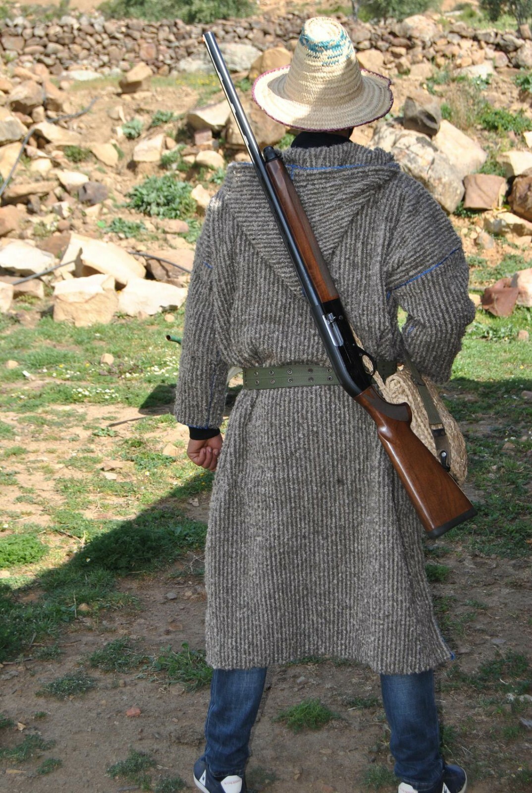 Pre-owned Handmade Wwii Uniform Army Coat,1945 Jacket, Reproduction Vintage Djellaba Goumier, Green