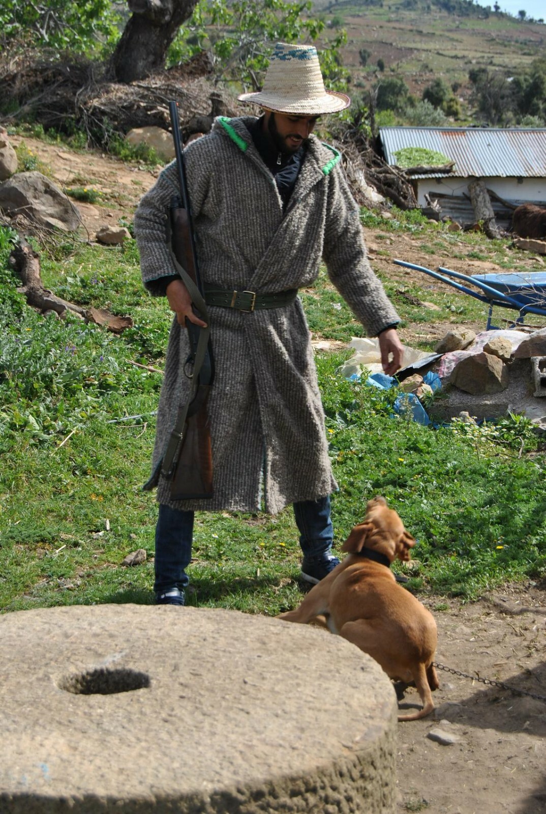 Pre-owned Handmade Wwii Uniform Army Coat,1945 Jacket, Reproduction Vintage Djellaba Goumier, Green