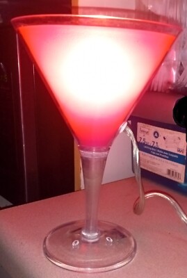 Vintage MCM Pink Martini Lamp Bar Decor Light Switch On Cord 9 