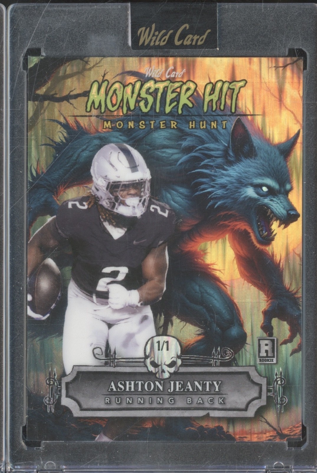 2025 Wild Card Hunt Monster Hit Orange Werewolf Ashton Jeanty RC 1/1