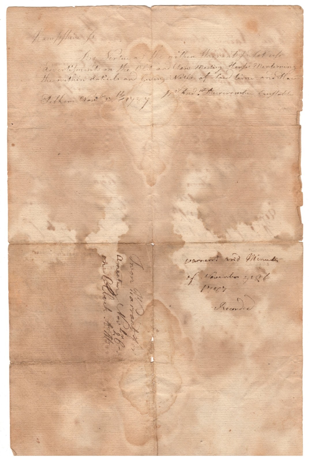 Important Letter from Massachusetts Selecting Delegate to Ratify US Constitution