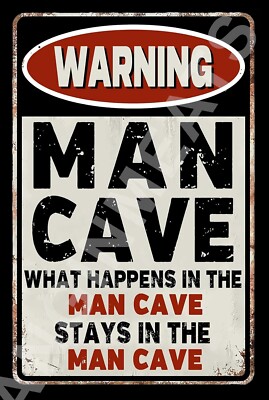 Warning Man Cave v5 Funny 8'' x 12'' Aluminum Metal Sign