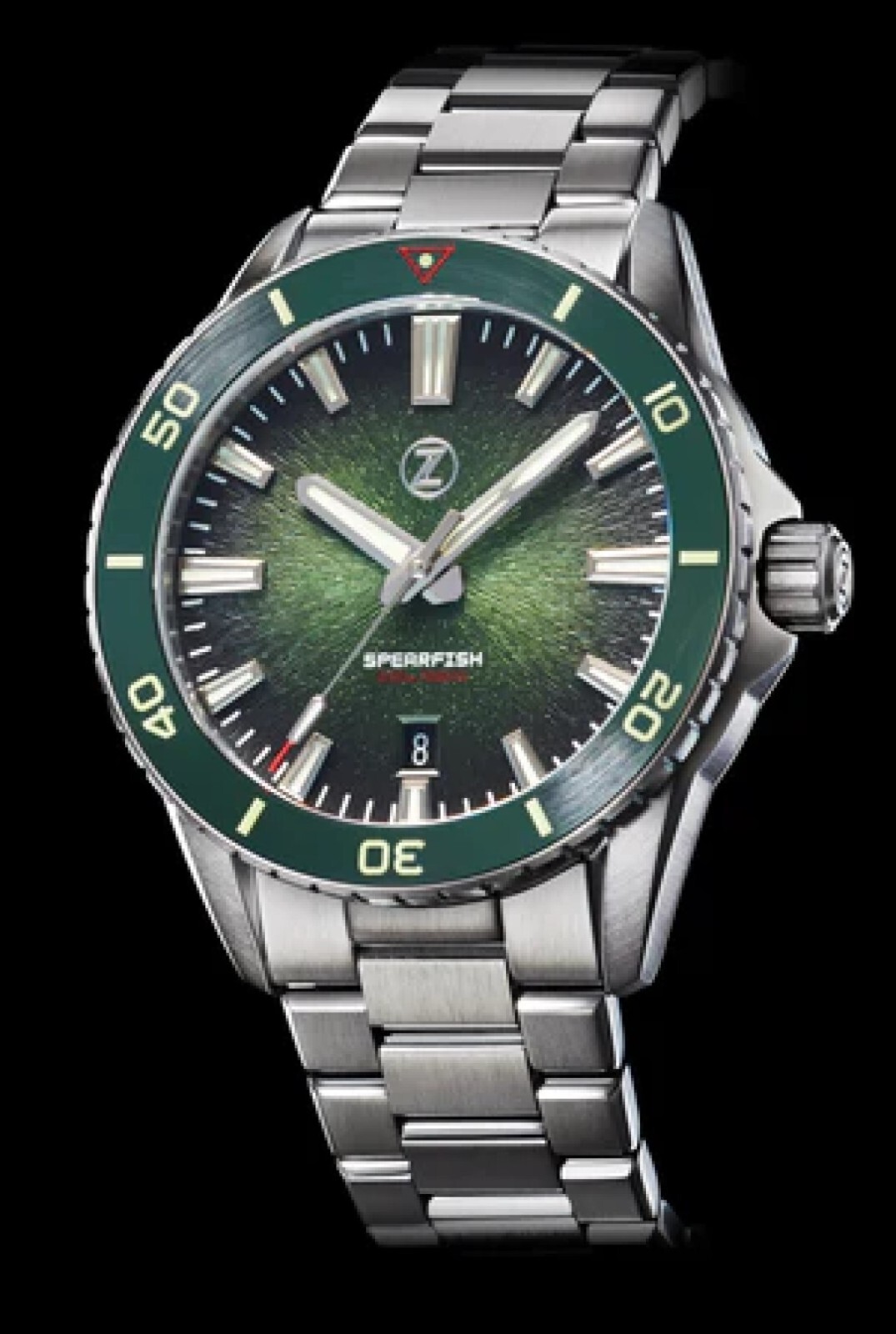 Pre-owned Zelos Spearfish 40mm Diver Antique Green Ss 200m Watch - Dealer & Warranty