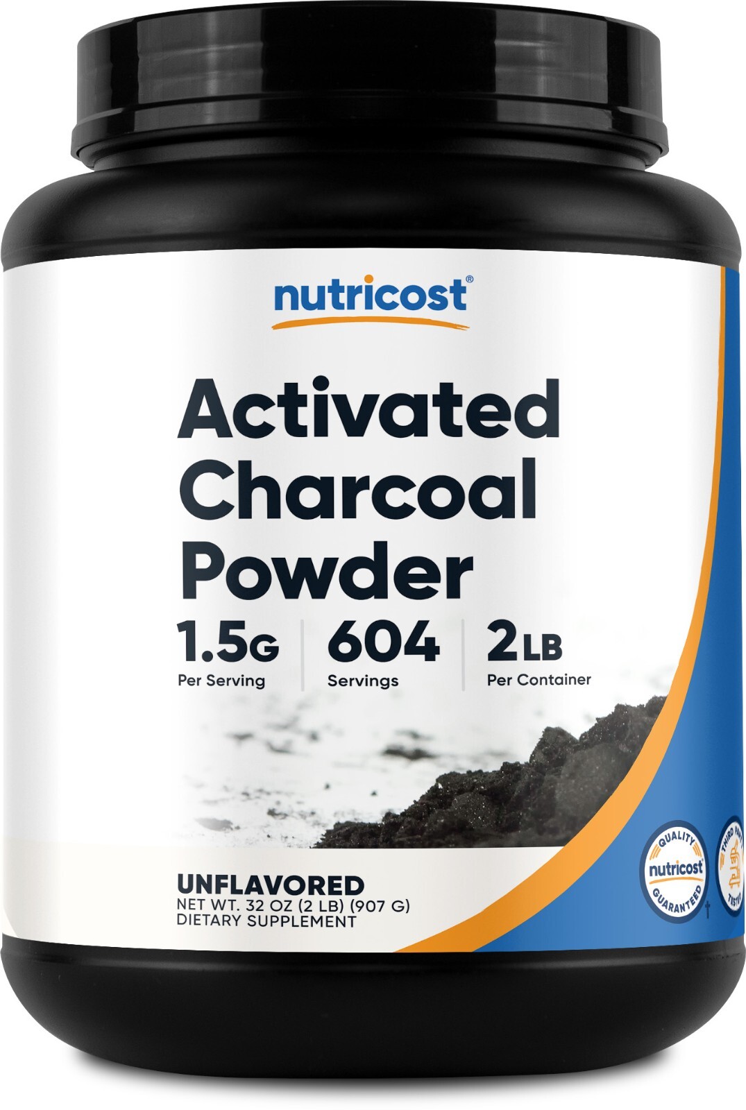 Порошок активированного угля Nutricost 2 фунта - вегетарианский, без глютена, без ГМО