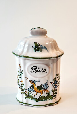 Vintage Lallier Moustiers French Faience Pepper Canister with Lid