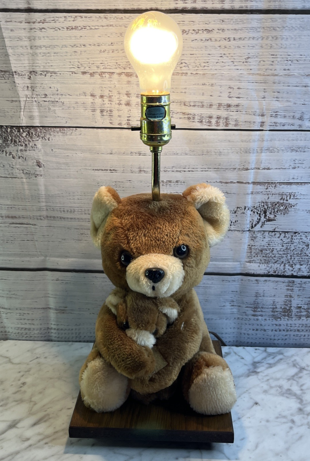 Vintage ADI Lamps Teddy Bear Lamp Brown Plush Mom Hugging Baby | eBay