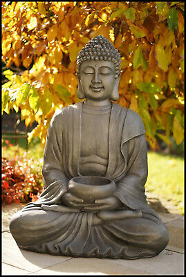 XL BUDDHA Brunnen 120 cm ho. Zimmerbrunnen Garten LED Licht grau Feng Shui *NEU*