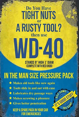 WD-40 Tight Nuts Rusty Tool Funny 8'' x 12'' Aluminum Metal Sign
