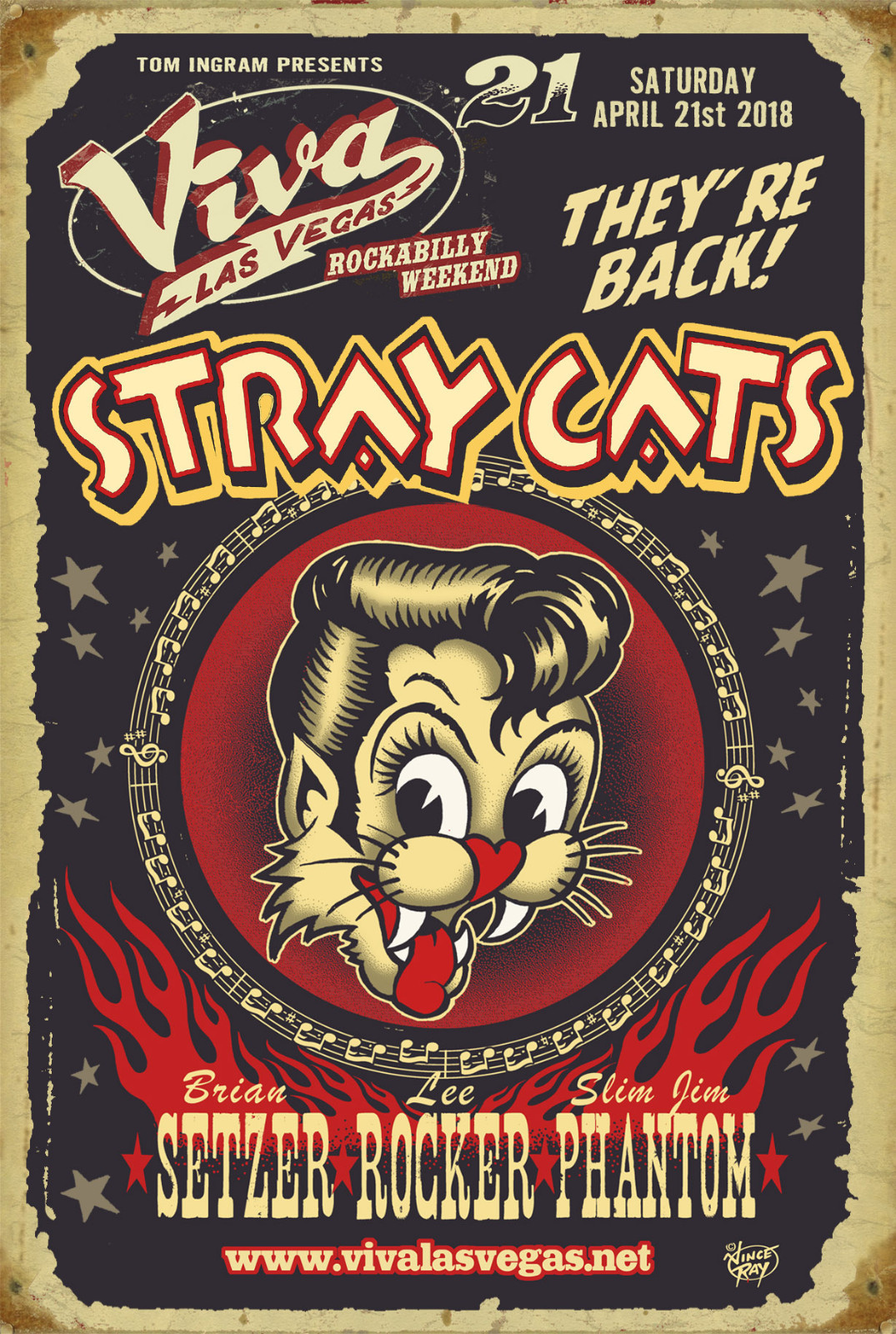 e523-80 ポスター 2枚 セット STRAY CATS Rock Detroit 非売品