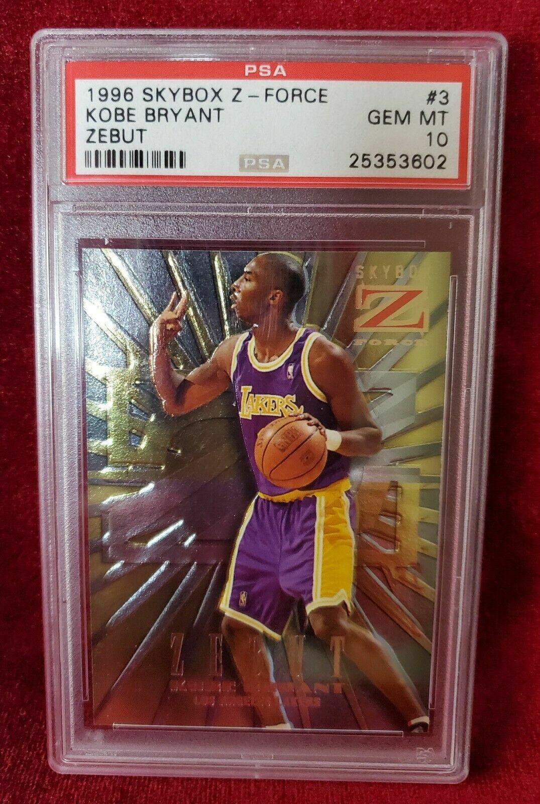 1996 Skybox Z-Force Zebut KOBE BRYANT Rookie RC # 3 PSA 10 1996 Skybox Z-Force Zebut KOBE BRYANT Rookie RC # 3 PSA 10