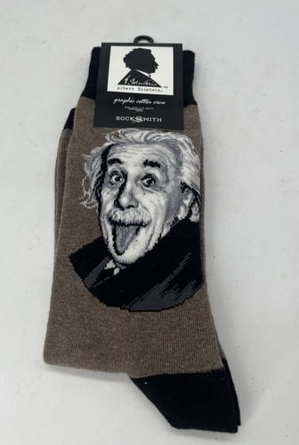 Mith Men's Crew Socks Genius Albert Einstein Brown Novelty Footwear