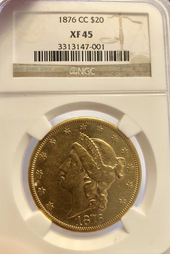 1876-CC $20 Liberty Double Eagle NGC XF45
