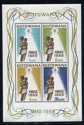 Botswana 57a sheet, MNH, Michel Bl.2 Christmas 1969: Mother, Child, Star  x22073