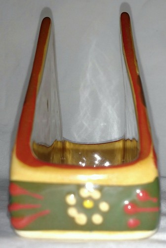 Cozumel napkin holder hand painted Mexican pottery ceramic apricot rust juniper