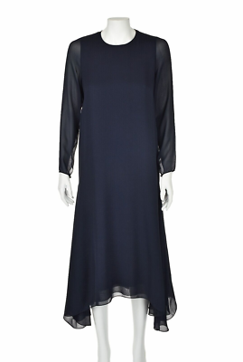 CHRISTIAN DIOR HAUTE COUTURE Navy Blue Silk Chiffon Dress Fall 2014 M 6 8 NWOT